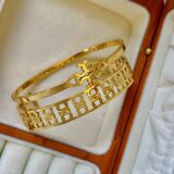 Stainless Steel Celi Arc de Triomphe Large V and TB Gold Bracelet Women European and American Ins Fashion Guru Open Bracelet Waterproof