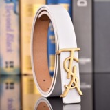 YSL 2025 Women's Fashion Big Brands Luxury Two-tier Cowhide Belt Ladies' Fashion Simple Genuine Leather Dress Cow