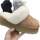 New Chisoi thick-soled slippers women's sheepskin fur one-piece high shoes genuine leather thickened cowhide outdoor non-slip sole UGG