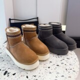2026 new winter cross-border foreign trade genuine leather snow boots Korean ankle boots warm fleece cotton shoes fur women boots UGG