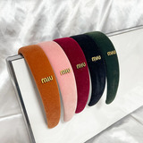 miumiu red vintage port style velvet headband women 2023 new premium elegant sponge headband hair card versatile headwear