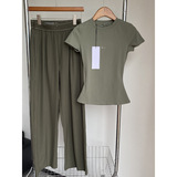 alo quick-drying short sleeve top + quick-drying pants outdoor sports running casual suit women casual quick-drying clothes