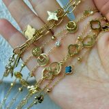 Louis Vuitton Stainless Steel Old Floral Four Leaf Clover Horseshoe Sika Point Diamond Bracelet Compact Delicate European and American Big Brand Bracelet Anti