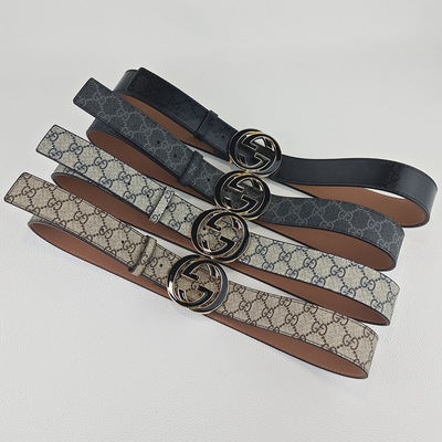 gucci belt smooth buckle belt fashion pants belt versatile stripes one piece commuter genuine leather waist