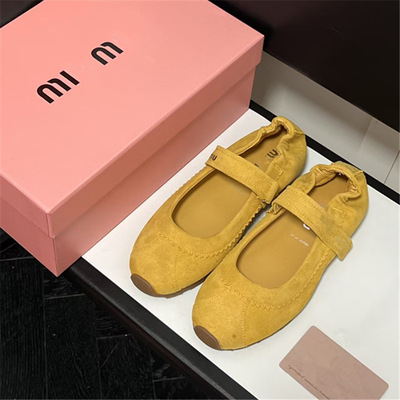 Miumiu25 New Hook-and-Loop Genuine Leather Flats Flat