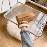Winter warm fur leather snow boots 11cm height increase muffin ultra-light thick sole thick suede bread shoes leather fur - UGG