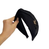 ySL Series Designer Vintage Ins Chinese Style Kink Wide Edition Solid Color Hair Card Reducing Headband Ancient Gold Female