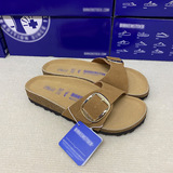 Birken 2026 Summer European and American Fashion Lettering Thick Sole Sandal Toe Layer Cowhide Round Toe Eva Shoe Soles Spot
