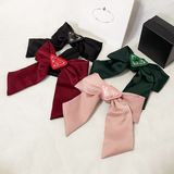 Korean style elegant bow hair clip simple fashion girl P home triangle mark spring clip top clip ins net red vintage