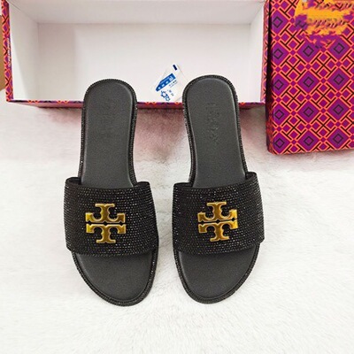TB Cross-border foreign trade spot new flat-bottomed drill flip flops fashion comfortable high quality slippers women