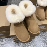 Women's Sangpo Village Sheepskin Thick Sole Snow Boots 2026 Winter New Cotton Shoes Genuine Leather Fur Horn Button UGG