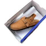 New Slip-On Bokken Flip Flops Sandals Heel Strap Two Leather Cowhide Wood Stopper Boken Shoes UGG