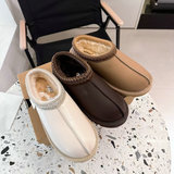 Crazy Horse Folk Style Shallow Tasman Snow Cotton Winter Warm Padded Fleece Thick Sole Flip Flops UGG