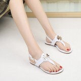 tb sandals women summer flat anti-slip soft sole fashion outerwear european and american leather plus size simple flat toe tb shoes