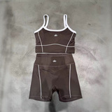 alo25 summer new nude feeling belt chest cushion outer wear underwear shoulder strap contrast color bra shorts yoga suit women