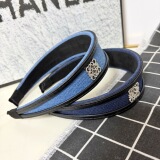 Loewe 2026 Denim Wide Edge Headband Hepburn Elegance Premium Headband Double Leather High Skull Top Hair Accessories Japanese & Korean Style
