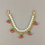 Cross-border cherry pearl bag hanging key chain pendant metal extension chain simple bag chain