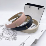 Korean style Chanel style double c leather sponge headband net red with headband 2023 new summer candy color hair card jewelry