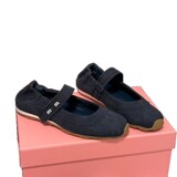 Miumiu25 New Hook-and-Loop Genuine Leather Flats Flat