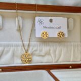 tb 18K Gold In-Furnace Vacuum Electroplating Integral Stainless Steel TB Necklace Earrings Bracelet Ornaments Hollowed Out Letter Necklace