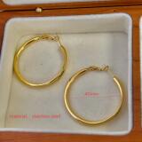 YSL Stainless Steel Large Circle Design Metal Letter Earrings Women's Explosive Temperament Simple All-match Earrings