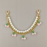 Cross-border cherry pearl bag hanging key chain pendant metal extension chain simple bag chain