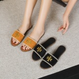 TB Cross-border foreign trade new European and American same style spring and summer women's flat slip on slip on slippers open toe sandals