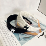 celine new gentle vintage hair band wool knitted hair band women wide edge hair clip net red summer hair band thin