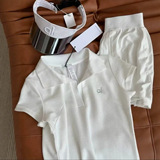 alo american style lapel polo short sleeve t-shirt women slim yoga sports casual short women