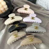 celine new large premium grasping clip triumphal door vintage hair grab the back of the head temperament plate hair ponytail shell clip women