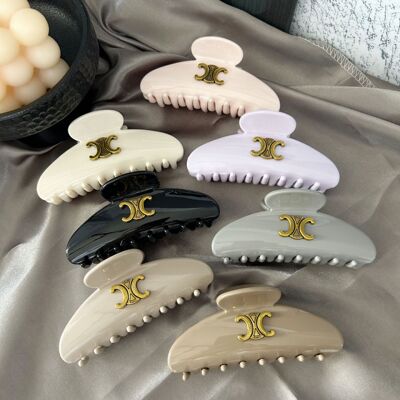 celine new large premium grasping clip triumphal door vintage hair grab the back of the head temperament plate hair ponytail shell clip women