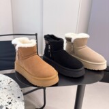 2026 new sheepskin wool one-piece platform snow boots women genuine leather padded warm cotton shoes upper shoes winter UGG