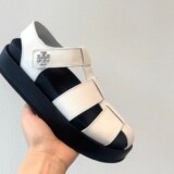 TB summer versatile roman sandals women woven hollowed out round toe vintage pork cage shoes thick sole outer wear casual beach shoes
