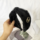 Louis Vuitton Korean Polka Dot Vintage Middle Knotted Hair Band Girls Hair Band Mori Show Face Small Wide Bow Hair Cave