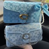 CoachTK Cross-border Women's Bag Cross-border Messenger Light Luxury Wine God Keychain Hanging Bag European and American Fashion Point Diamond Cross-border Underarm Bag