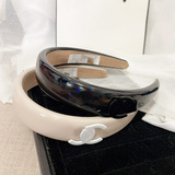 French Chanel style headband leather pu leather sponge wide edge headband fashion revealing small headband celebrity sweet hair card