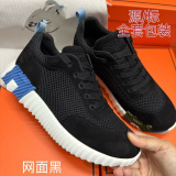 Hermes Genuine Leather Casual Sneakers Black White In Stock Men's Shoes