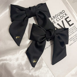 Satin Large Vintage Long Ribbon Bow Hair Clip Multicolor Triangle Wine Red Bow Spring Clip Hair Accessories