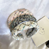 prada Fall Winter Out High Cranial Headband Hair Band Chanel Style Gold Silk Yarn Hair Card Wide Edge Hair Cave Headband Hair Band