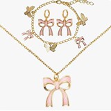 Fresh Sweet Bow Necklace Earring Set Bow Bracelet Creative Set