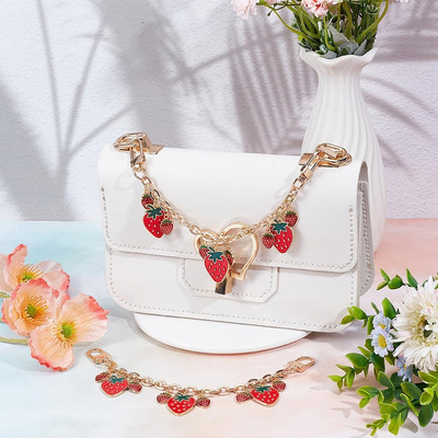 Bag pendant metal decoration handbag chain strawberry flower bow chain fashion all match bag accessories