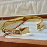 Stainless Steel V Bangle Gold Zircon Bracelet Cross-border Best Seller