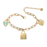 Tiffany Titanium French Elegance Home Classic Blue Drip Lock Heart Bracelet Women Sweet De-aging Style
