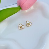 Copper-plated 18K Gold European-American Heart Stud Earrings Necklace Fashion Enamel Glazed Sweet Girls Jewelry Set high quality jewelryTB
