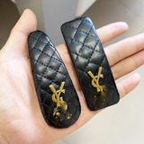 ySL rhombus black hair clip 2023 new leather bangs clip BB clip net red hair clip hair accessories hair card women clip
