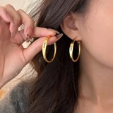 YSL Stainless Steel Large Circle Design Metal Letter Earrings Women's Explosive Temperament Simple All-match Earrings