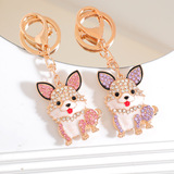 Cross-border cute diamond-set dog keychain creative bag pendant cute like animal pendant gift wholesale