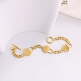 Tiffany Titanium Steel 18k Gold Korean Style T Home Printed Heart Chain Stitching OT Buckle Bracelet Women Commuting Everyday