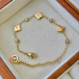 Louis Vuitton Stainless Steel Old Floral Four Leaf Clover Horseshoe Sika Point Diamond Bracelet Compact Delicate European and American Big Brand Bracelet Anti