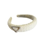 Prada lambswool inverted triangle letter headband vintage fashion headband warm hair clip autumn winter wide edge hair press card